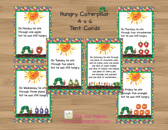 INSTANT DOWNLOAD - Printable VERY Hungry Caterpillar 4 x 6 Food Cards/Food Labels - 6 Card Set Il_570xn
