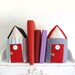 Beach cabins bookends or centrepieces, set of 2
