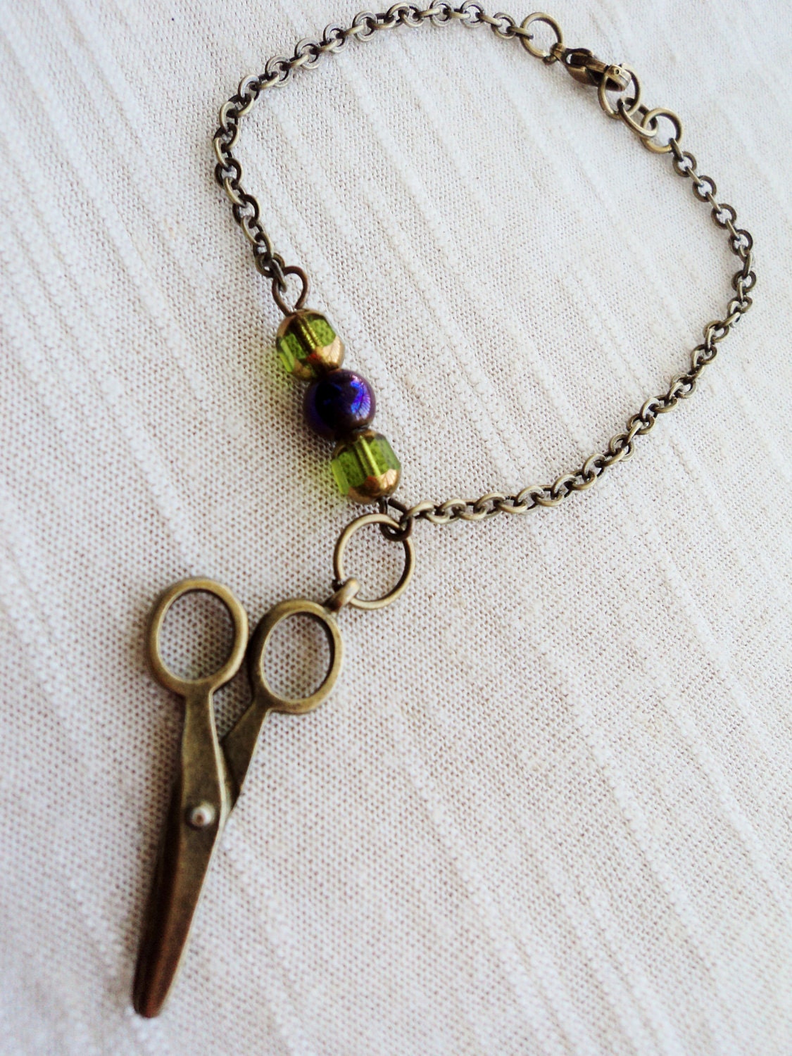 Bronze Hair Stylist Charm Bracelet with Scissors