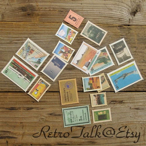 TRAVELER'S notebook retro stickers set of 4 sheets vintage pictures stamp shape sticker
