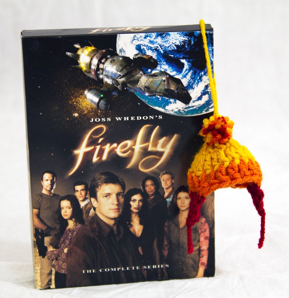 Jayne Cobb Hat Christmas Tree Ornament from Firefly / Serenity, Yellow Orange and Red Crochet Mini-Beanie