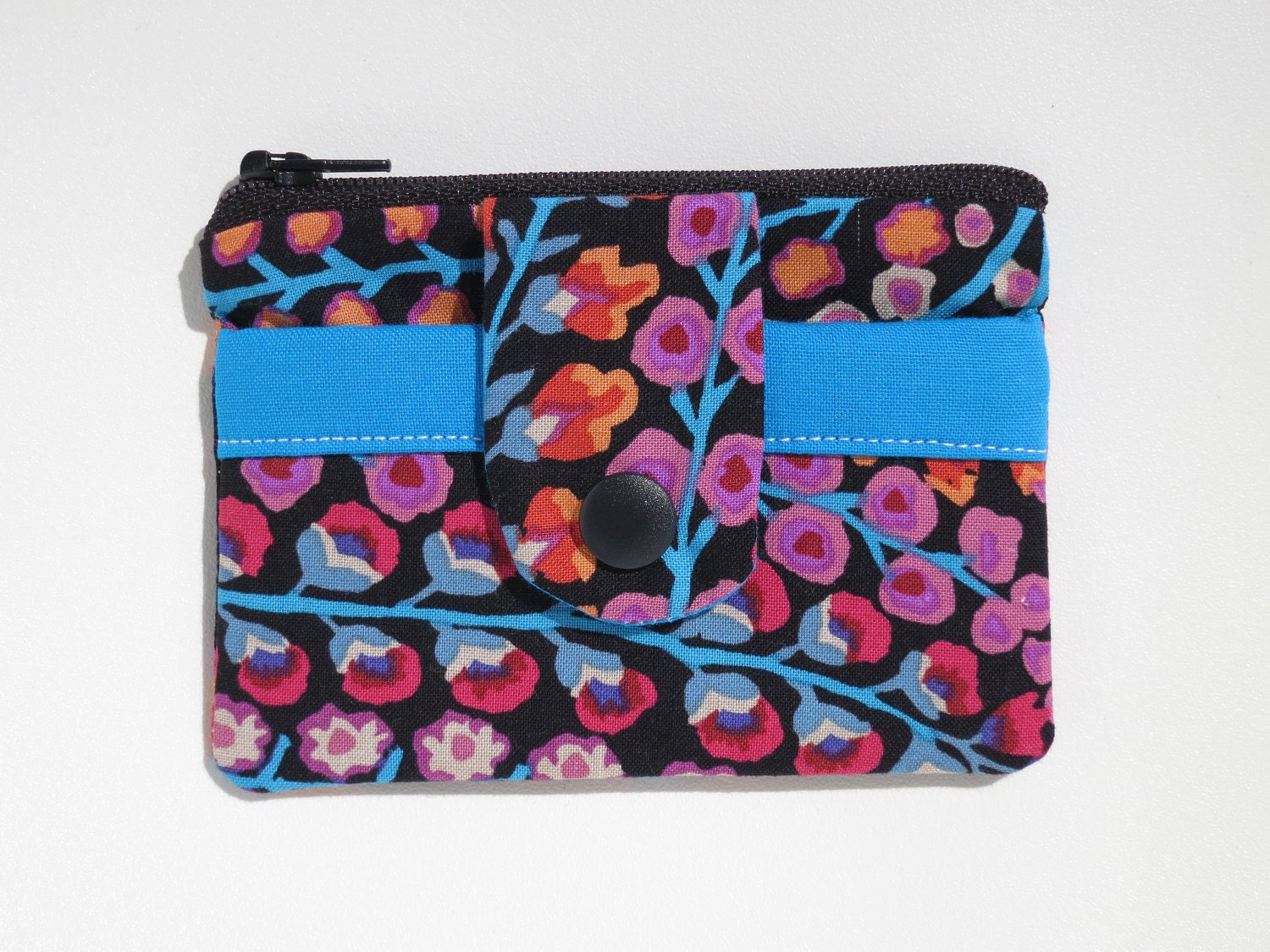 Zippy Snap Wallet - Black Floral