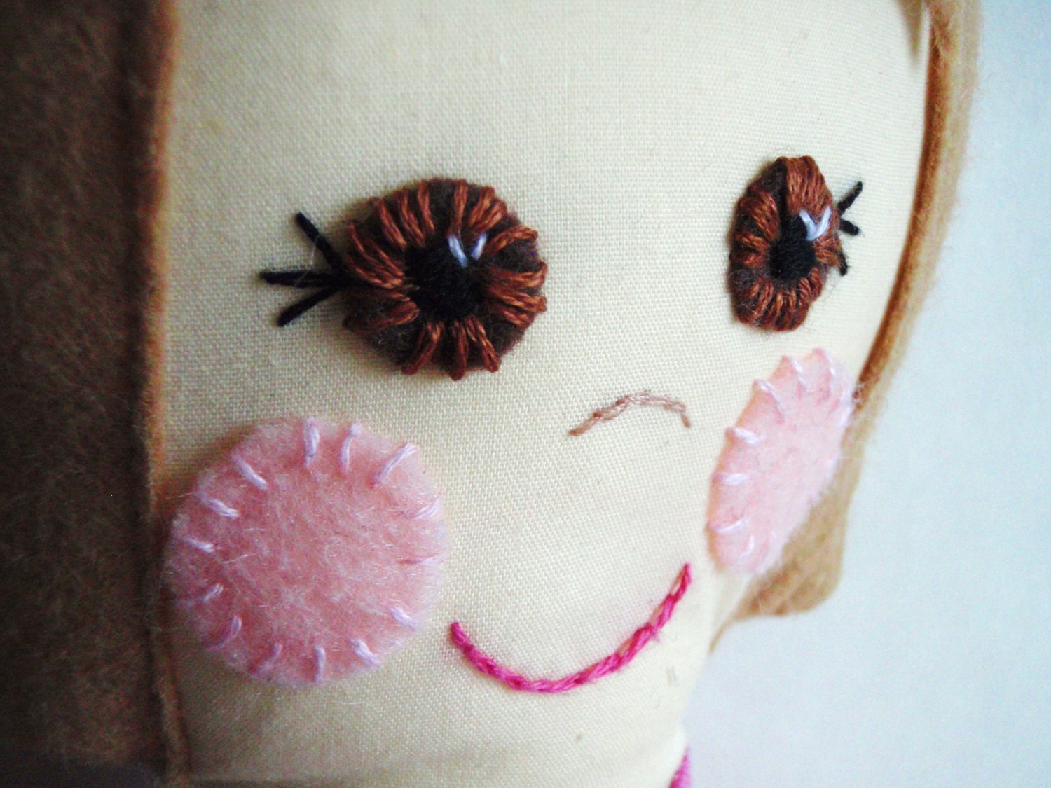 CUSTOM handmade cloth doll - light brown/blonde hair, brown eyes, fair skin - Hanna