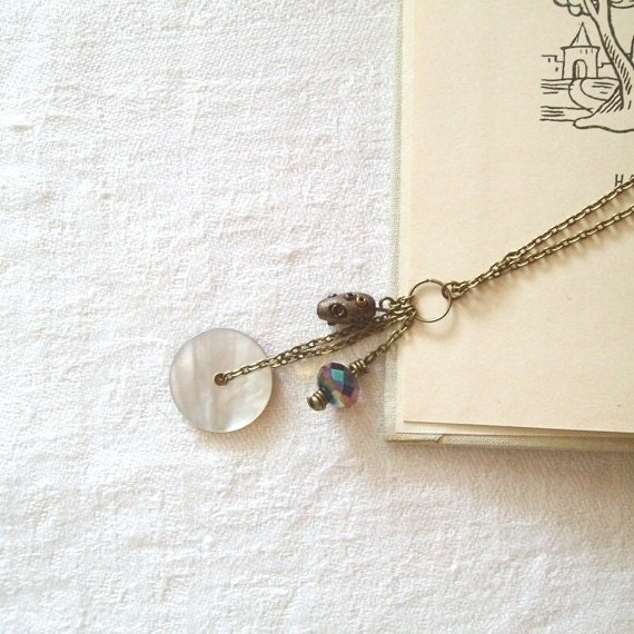 Mother-of-Pearl OOAK Natural nacre disc boho pendant