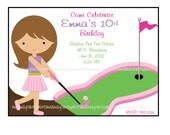 Girls Mini GOLF - Putt Putt Golf - Printable Party Invitations- PERSONALIZED - Birthday