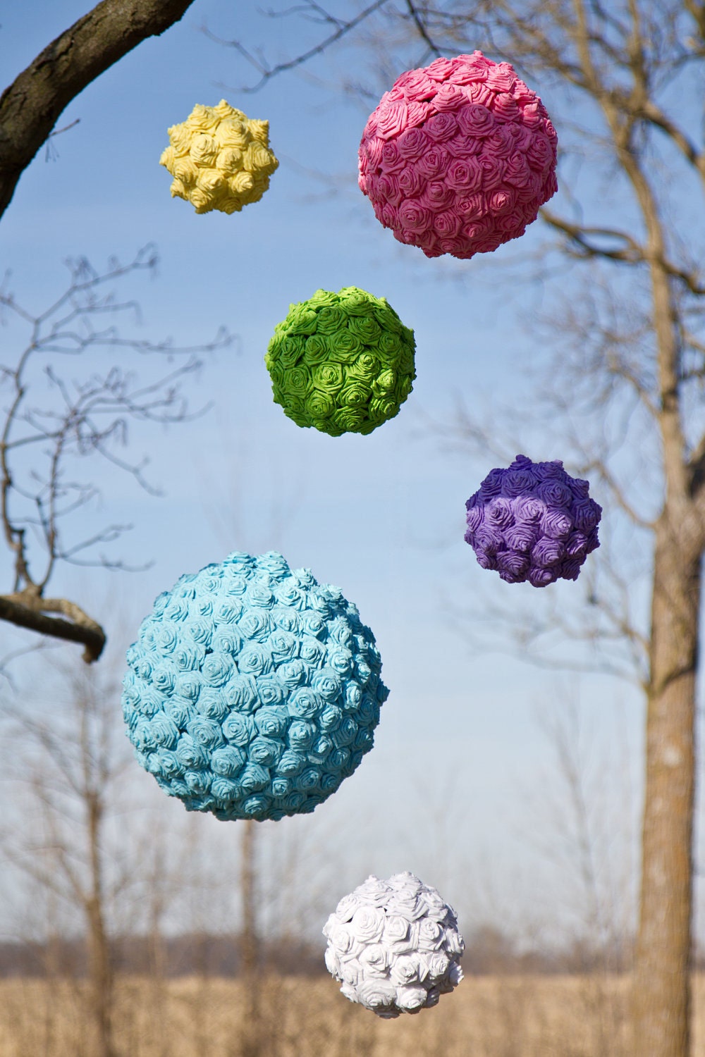 Medium Bright and Colorful Paper Rose Globe