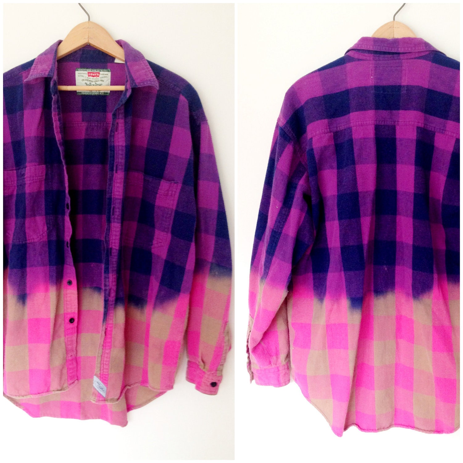 Vintage Levis Flannel Bleached - Purple & Pink