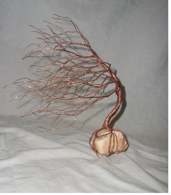 twisted copper wire tree sculpture mounted on by OldManAndTheTree