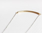 Modern gold curve necklace - mixed metals jewelry