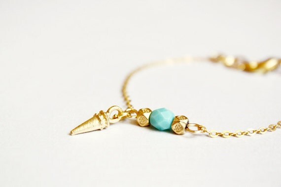 spike bracelet - mint and gold minimal modern jewelry
