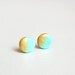 gold dipped mint green disc - geometric studs