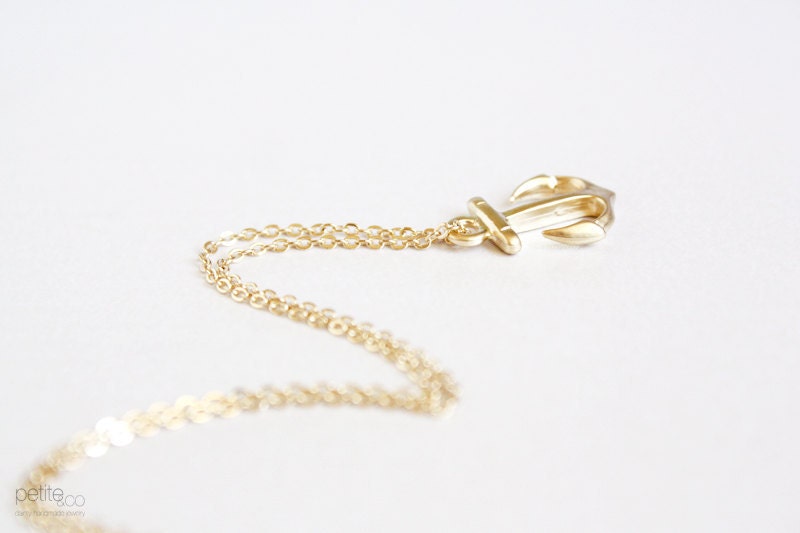 dainty gold anchor necklace - nautical jewelry / gift for her under 20 usd