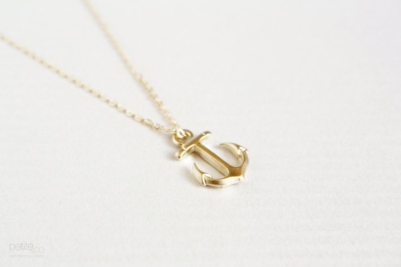dainty gold anchor necklace - nautical jewelry / gift for her under 20 usd