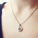 chevron necklace - mint and coral dainty locket - silver tone