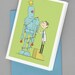 Robot Tree - (Green) Xmas Greeting Card