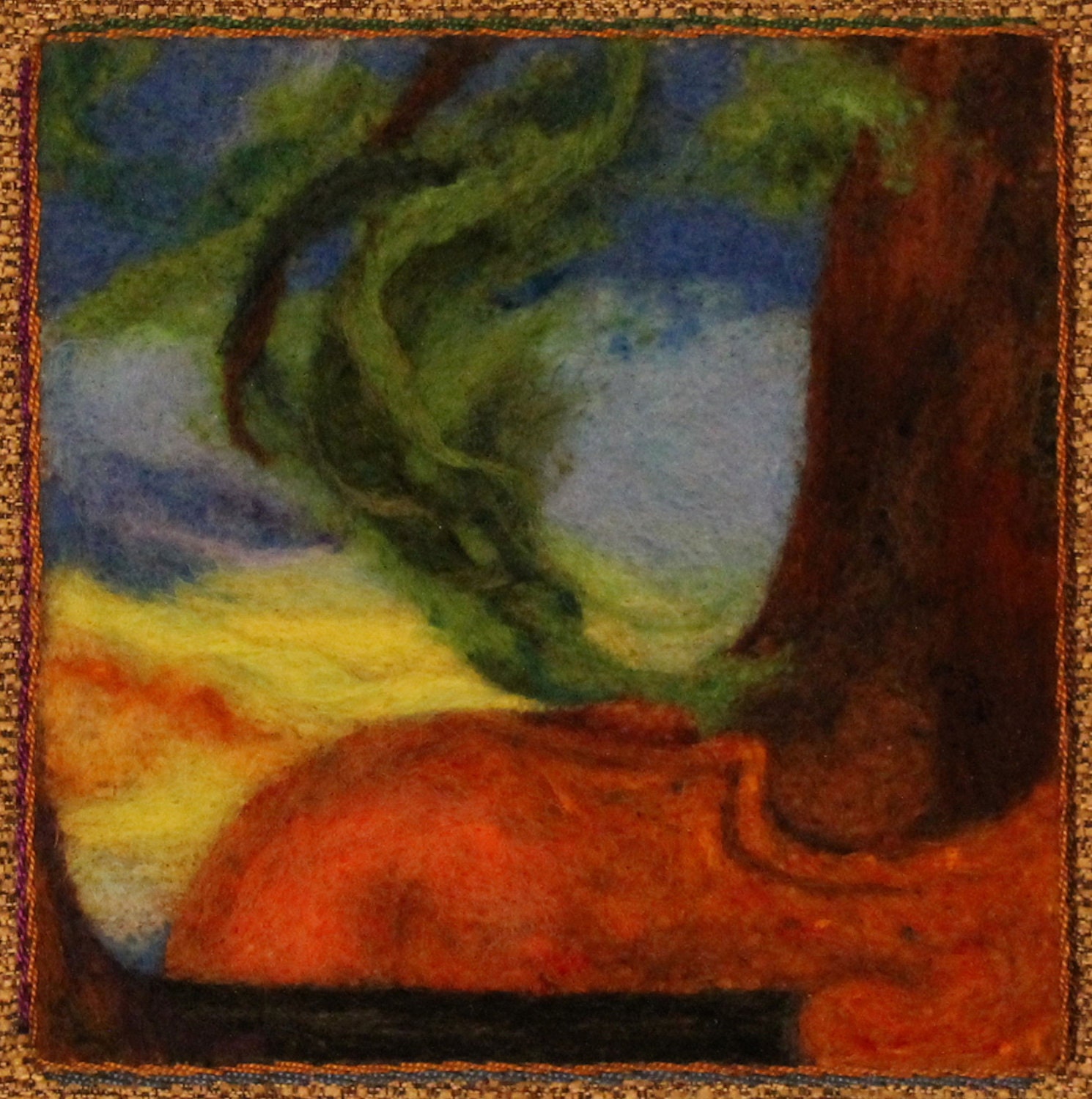 Needlefelt Landscape Painting 'Windy Music'
