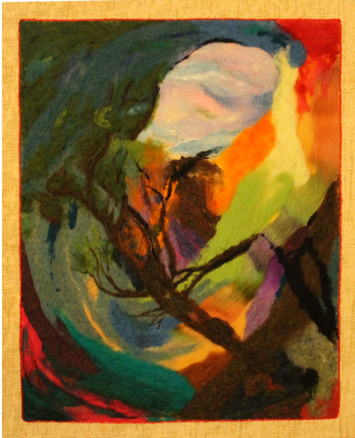 Needlefelt Landscape Painting 'Crisis'