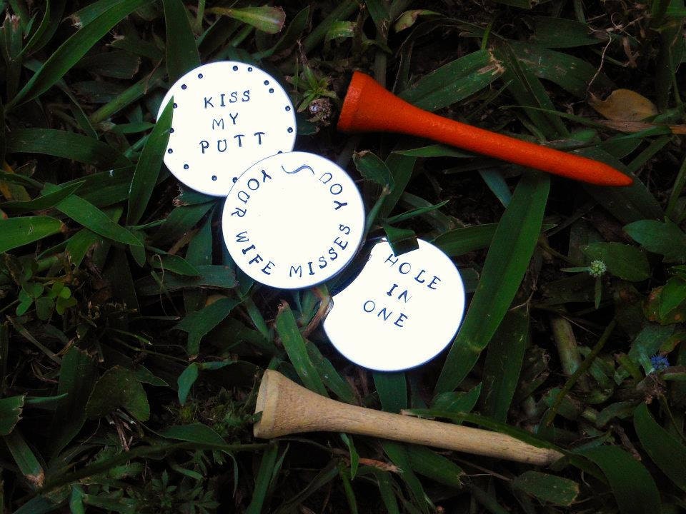 Personalized Hand-Stamped Golf Ball Markers- Wedding, Groomsmen Gift, Mens Gift, Unique Gift, Father's Day