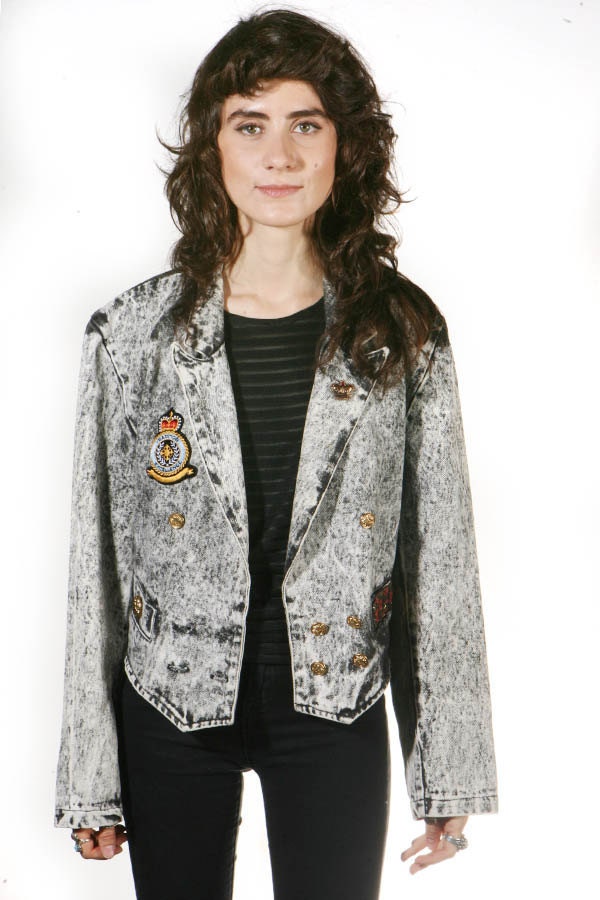 90s oxford acid wash JEAN jacket black denim cropped coat