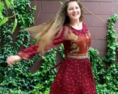 Vintage Burgundy Arabian Dress - from North Egypt, early 1900s