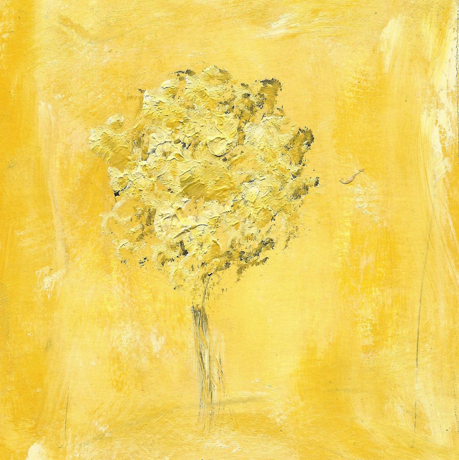 Yellow Tree Art Painting  Art for home decor Gift  Whimsical Mixed media Tree Painting 113