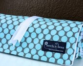 Baby Blanket with Stroller Ties, Full Moon Polka Dot in Slate by Amy Butler and White Dot Minky