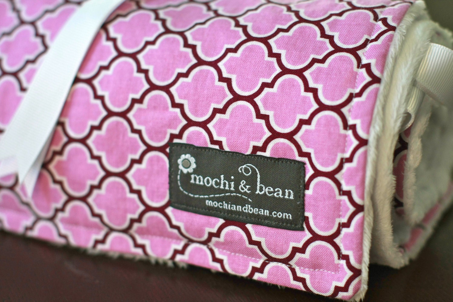 Baby Blanket with Stroller Ties, Lattice in Lilac by Joel Dewberry and White Dot Minky