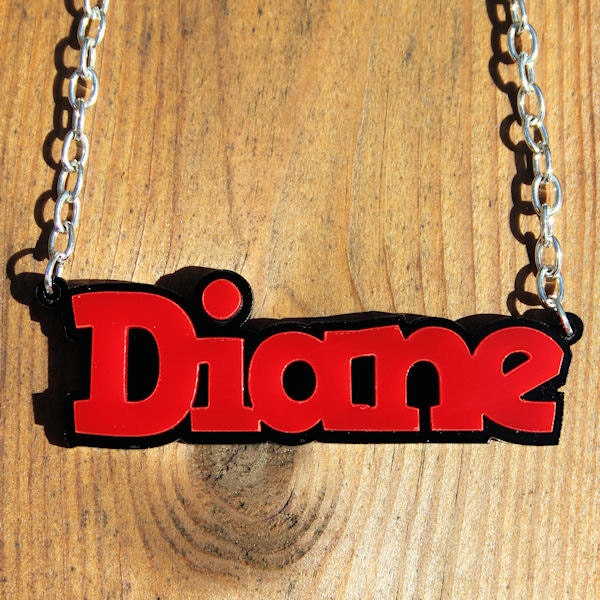 Personalised block name necklace - laser cut opaque acrylic - 3 fonts to choose from