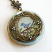 OOAK Hand Painted Bluebird Locket Necklace Resin Enameled