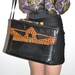 Vintage leather handbag shoulder bag briefcase black brown geometrical 80s