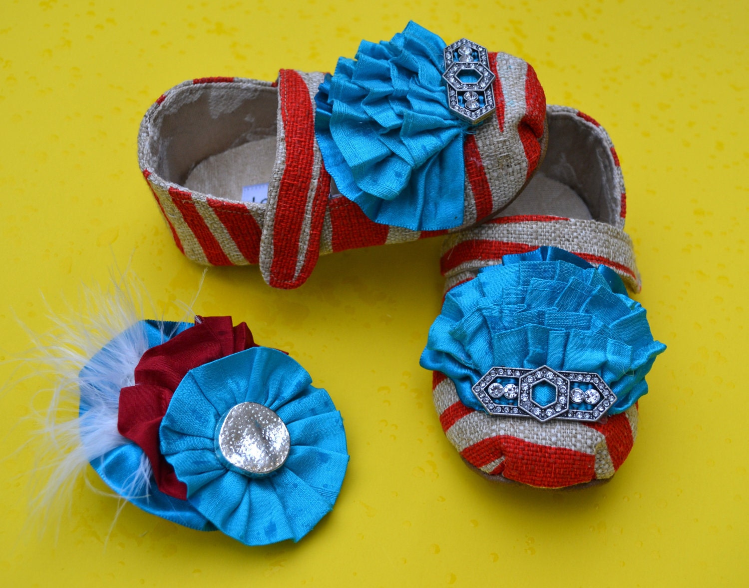 Vintage Style Baby Shoes with Hair Flower (Sovilia Shoes) By LaValya on Etsy