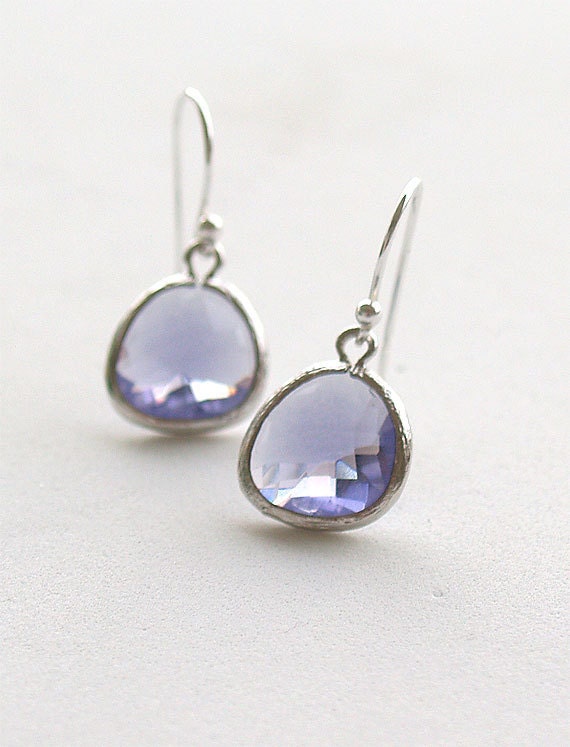Tanzanite and Silver Drop Earrings - Dainty Purple Drops on 925 Sterling Wire,Brides,Bridesmaid Earrings, Wedding