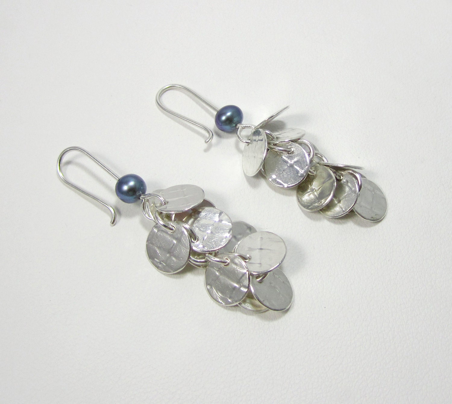 Sterling silver fish scales earrings
