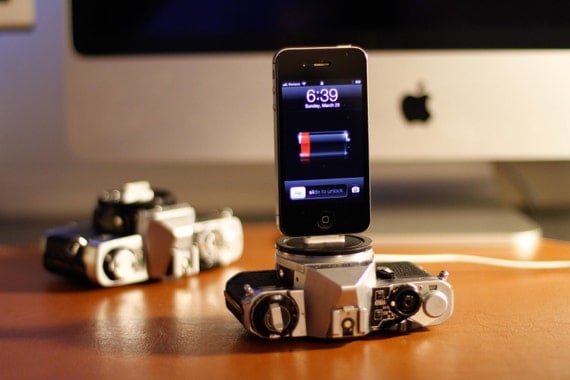 iPhone charger dock- made from a vintage camera- upcycled