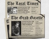 NEWSPAPER INVITATION or ANNOUNCEMENTS (printable) Personalized for any event