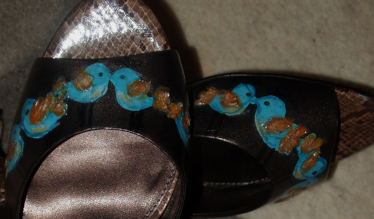 Liz Claiborne Open Toe Heels with Bluebirds