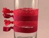 Raspberry Lace Hair Elastics - Set of Four // Snag Free// Hair Ties //