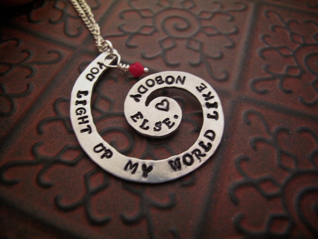 One Direction Necklace Hand Stamped Necklace You Light Up My World Like Nobody Else