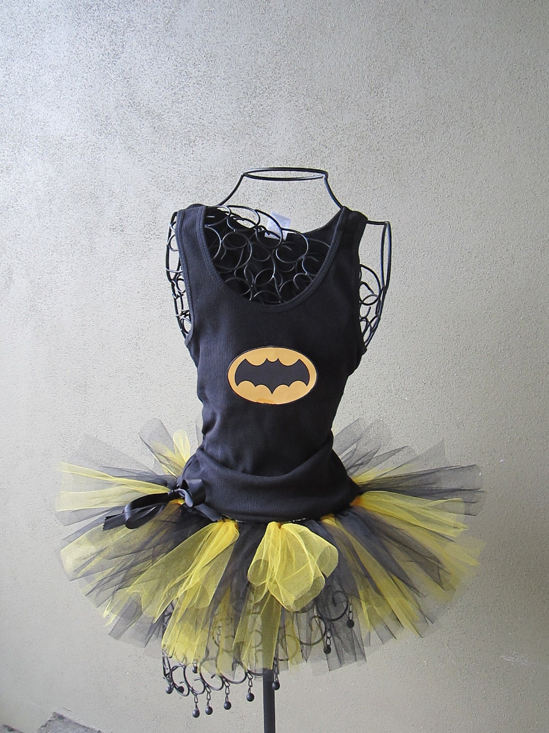 Running Tutu: Batgirl Inspired Custom Racing Tank and Pixie Length (9 inch) Tutu