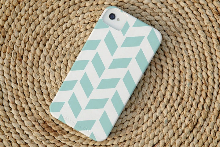 Herringbone iPhone 4 Case in Island Blue