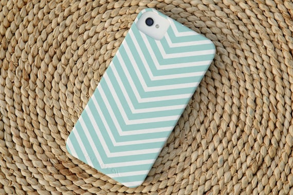 Chevron Stripe iPhone 4 Case in Island Blue