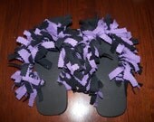 Fun and Fluffy Flip Flops - Purple and Black size 7 / 8