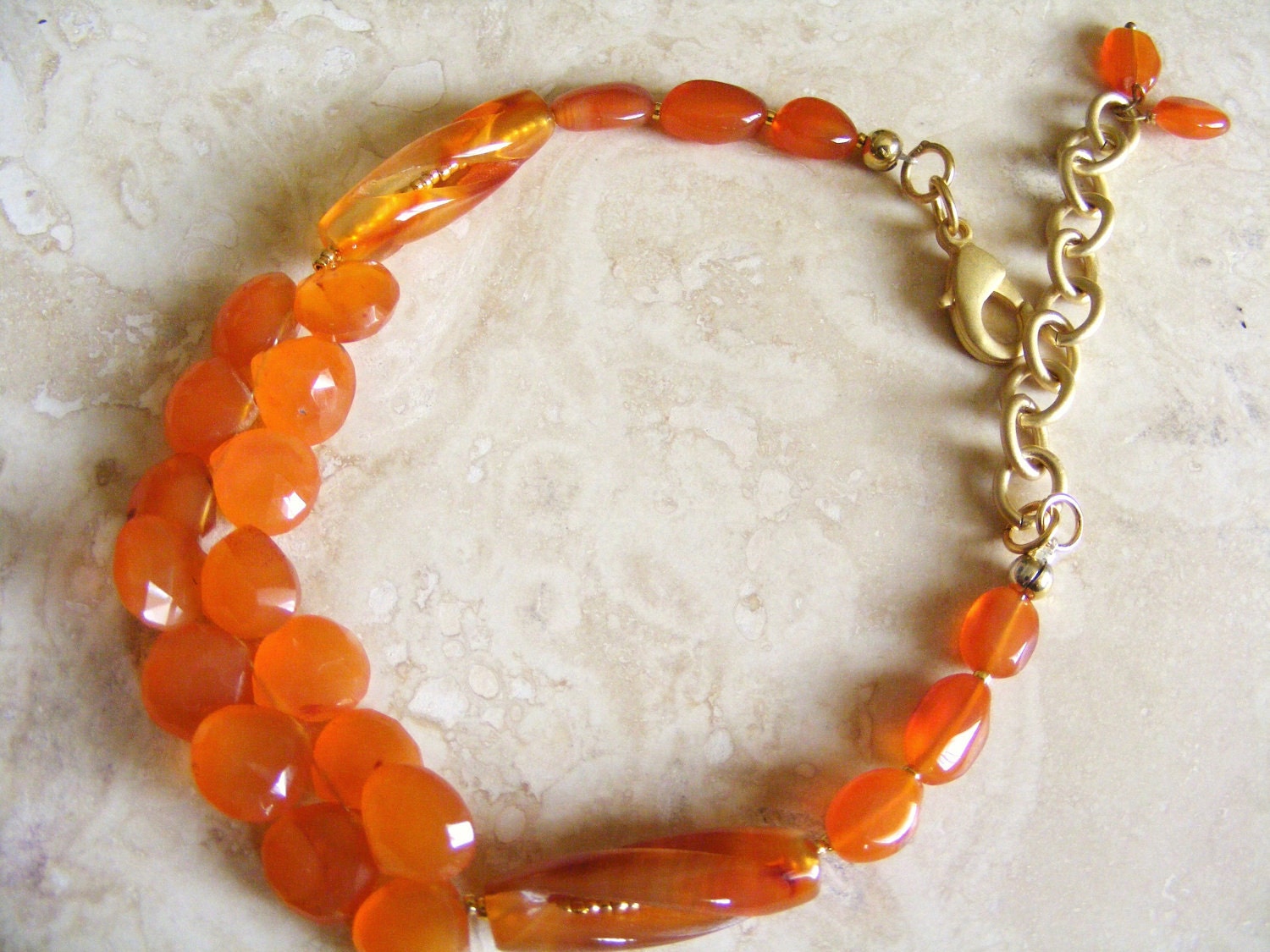 Tangerine Carnelian Briolette Bracelet