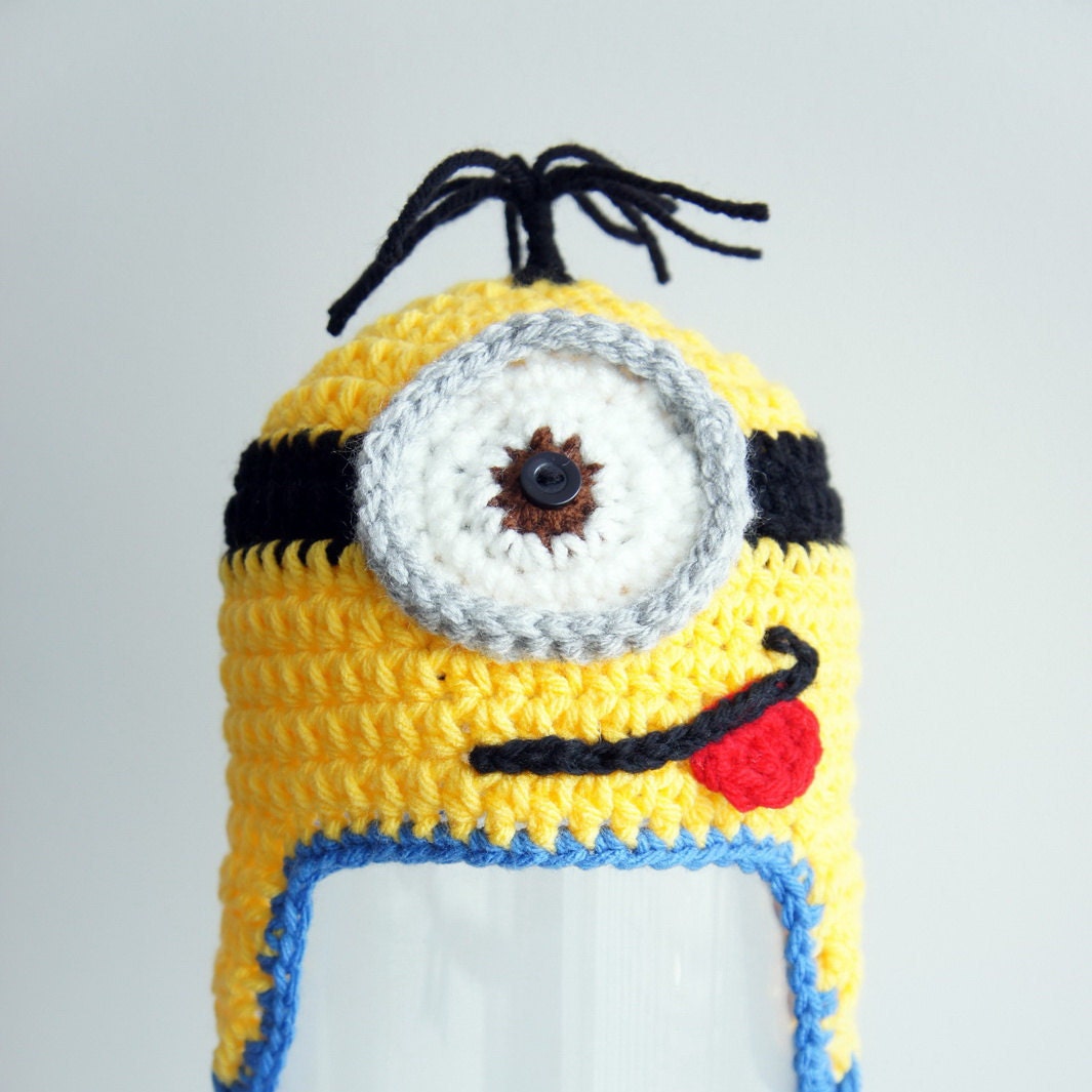 Minion Hat, Despicable Me, Crochet Baby Hat, Baby Hat, Animal Hat, Yellow, photo prop, Inspired by Despicable Me