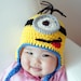 Minion Hat, Despicable Me, Crochet Minion Hat, Crochet Baby Hat, Baby Hat, Animal Hat, Yellow, photo prop, Inspired by Despicable Me