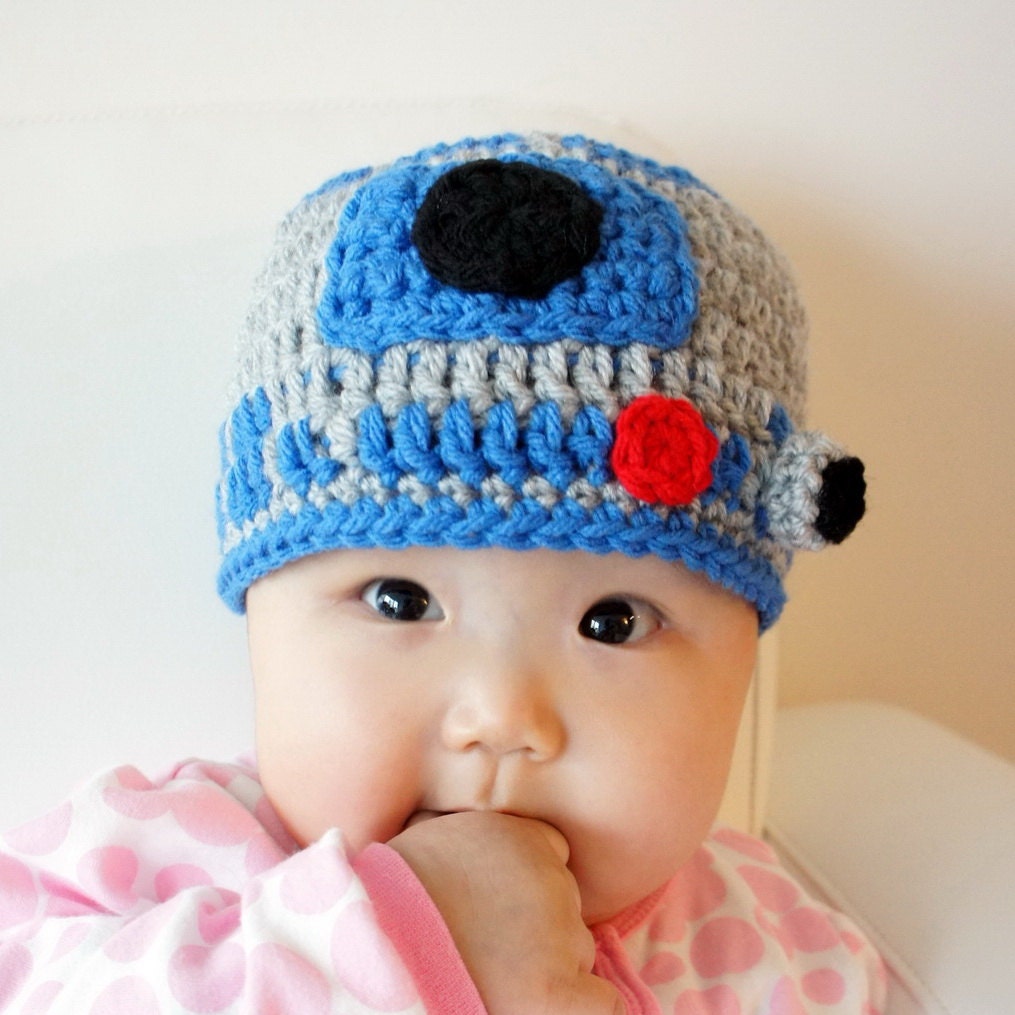 R2D2 hat, Star Wars hat, Crochet R2-D2 Hat, Crochet Baby Hat, Robot, photo prop, Inspired by Star Wars