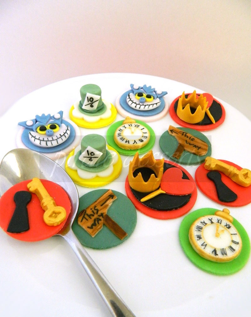 Edible Alice in Wonderland Cupcake toppers Un by PirateDessert