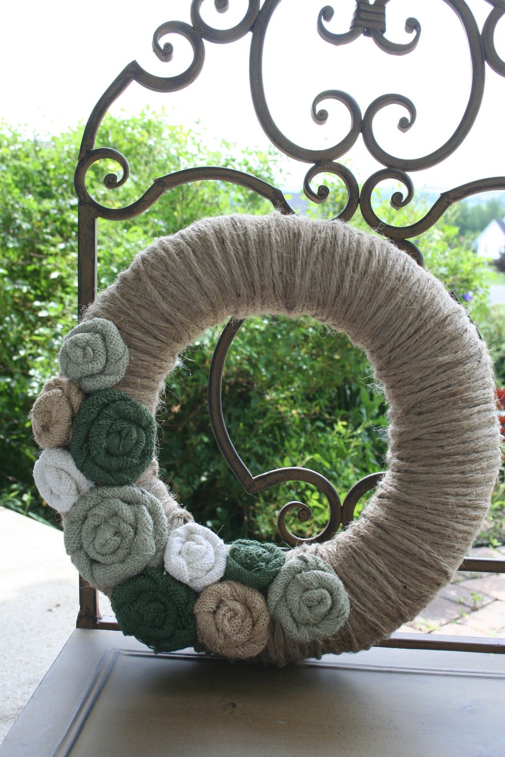 Spring/Summer Jute Yarn Wreath/Everyday/Winter/Burlap Flowers/Roses/St. Patrick's Day/Mothers Day