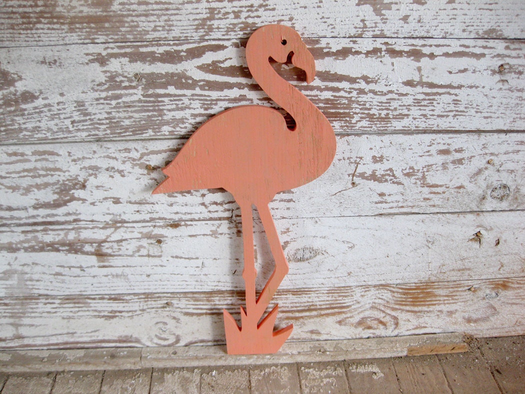 Flamingo beach decor whimsical wood sign cottage coastal distressed shabby chic