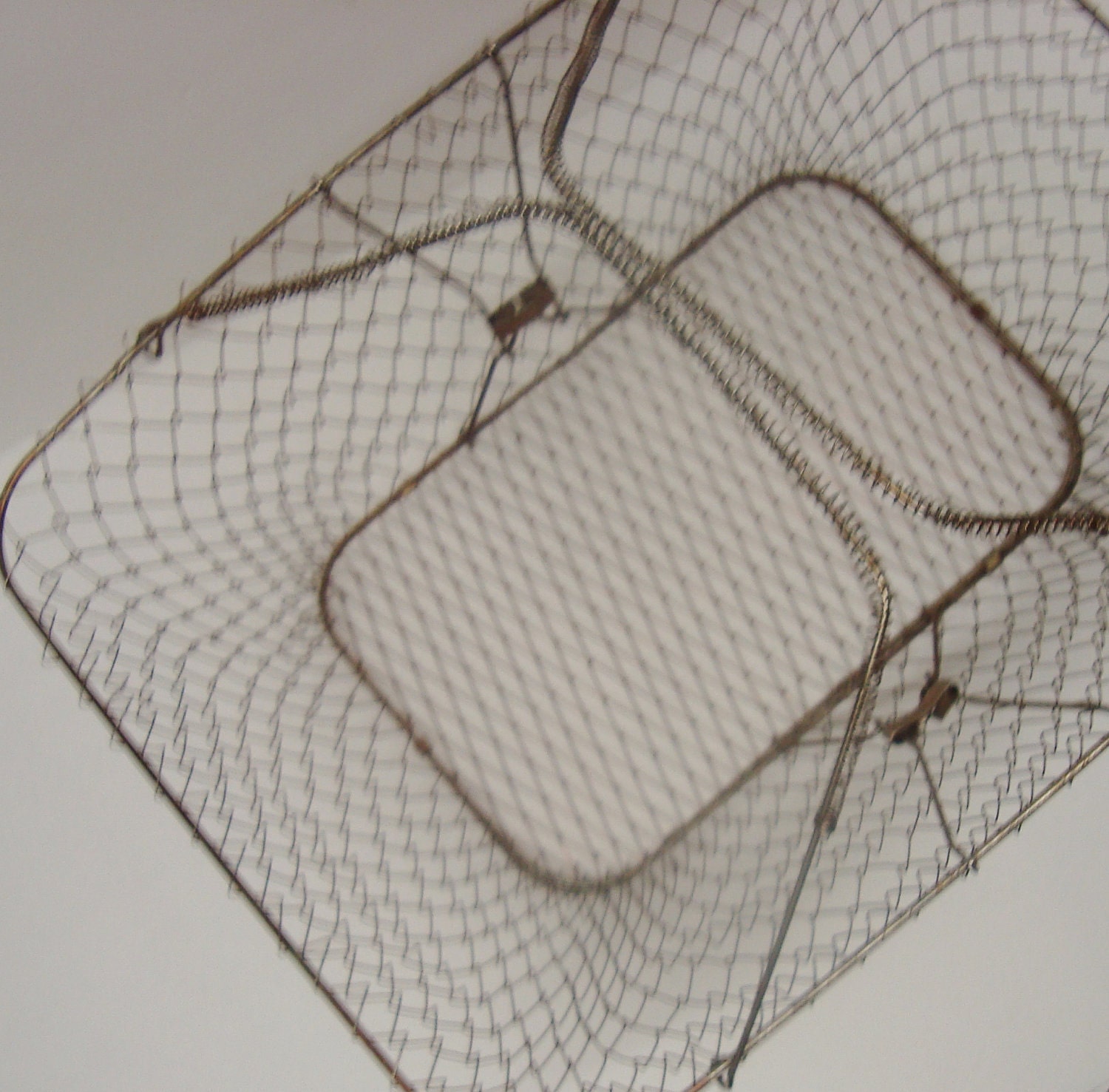 Vintage Mesh Collapsible Basket Rustic Metal Basket Farmers Market Basket Industrial style Basket